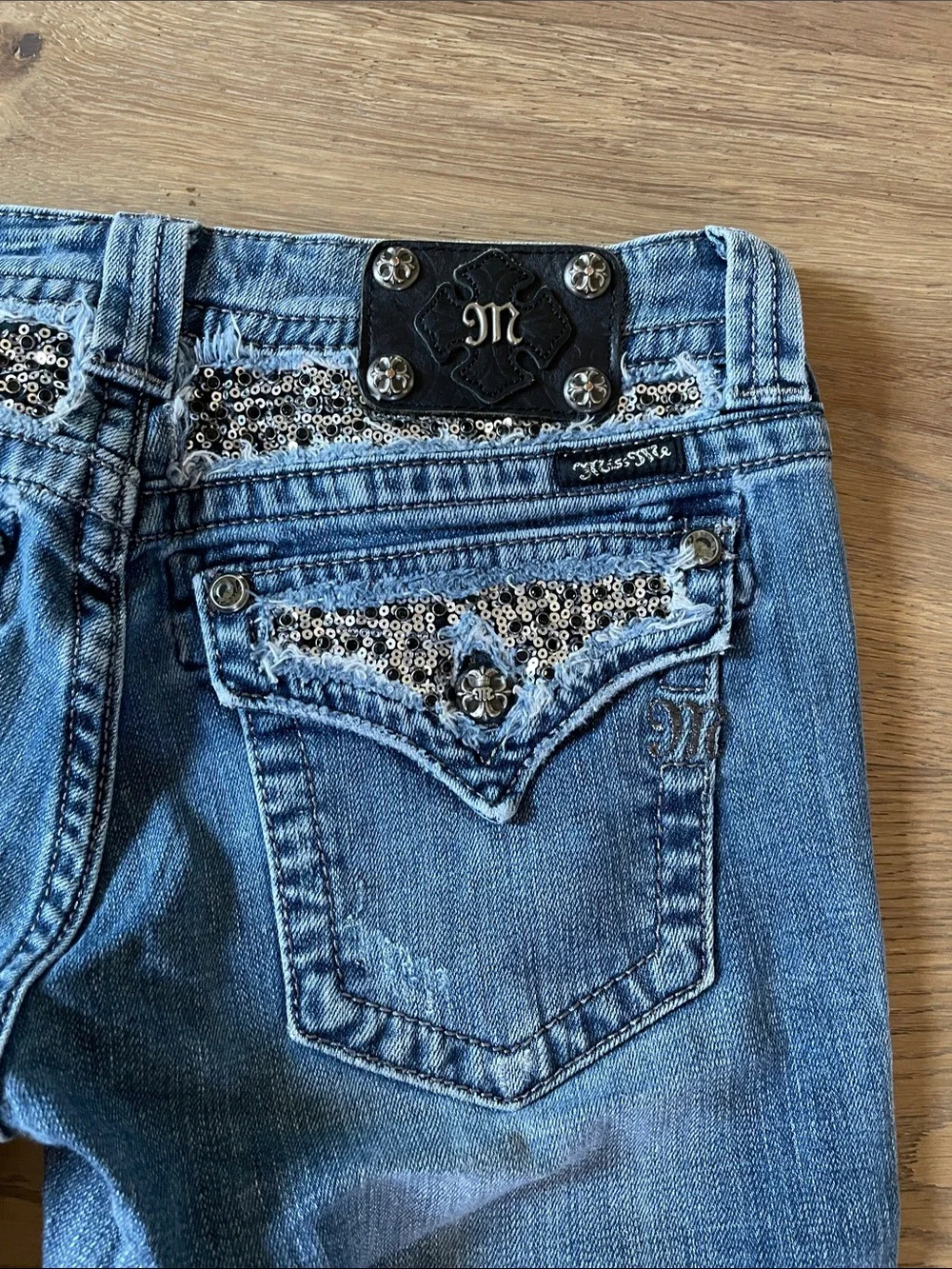 Miss Me Bermuda Shorts Sequin and Rhinestone Embellishments Size 29